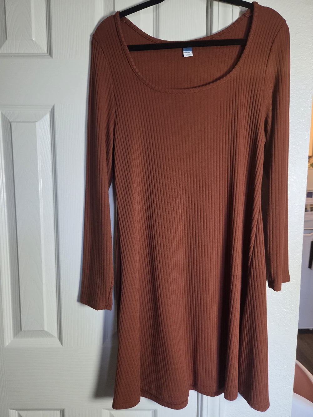Old Navy Ribbed Long-Sleeve Midi Dress - Rust Brown